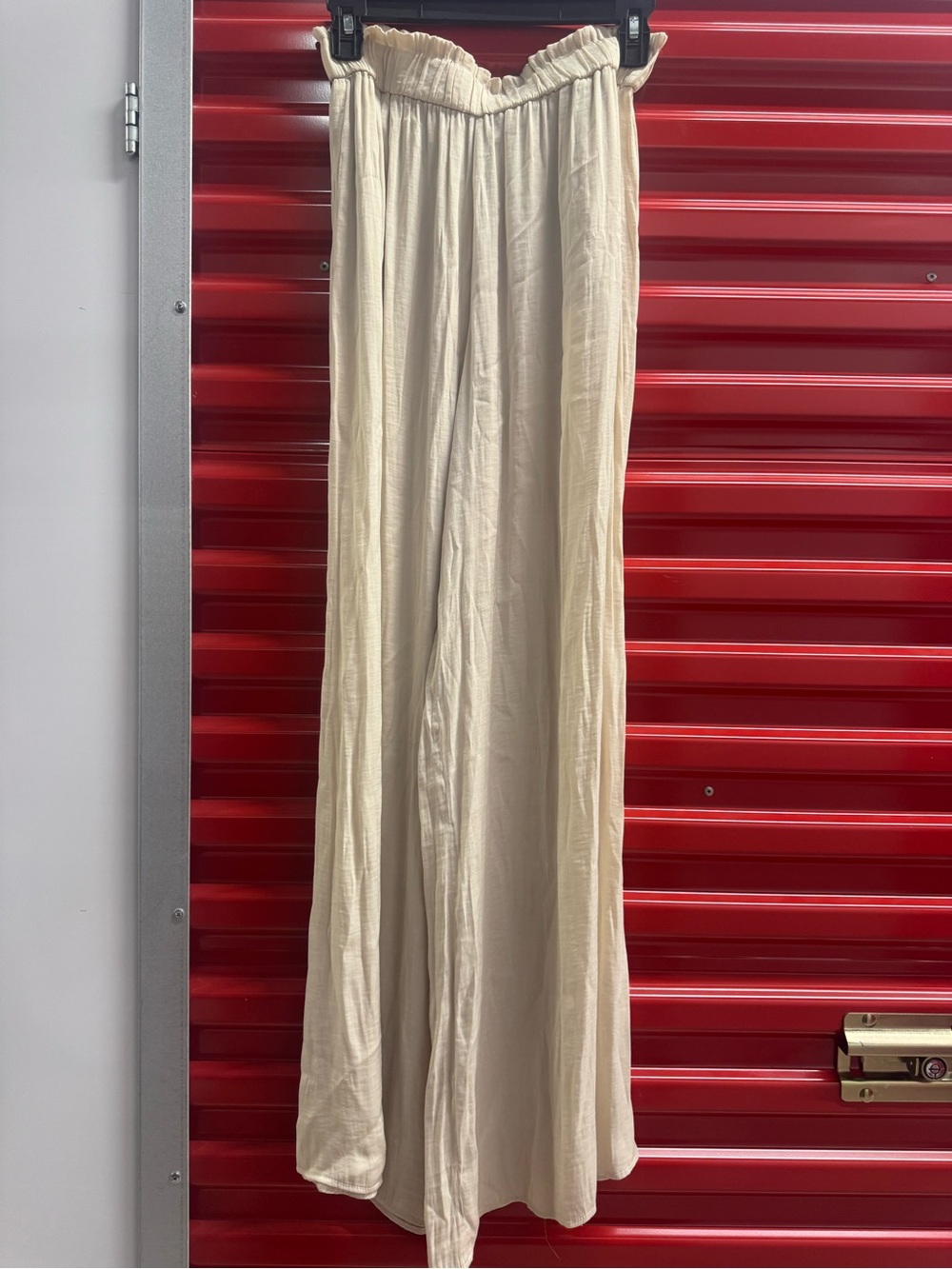 Zara Cream Elastic Waist Wide-Leg Pants